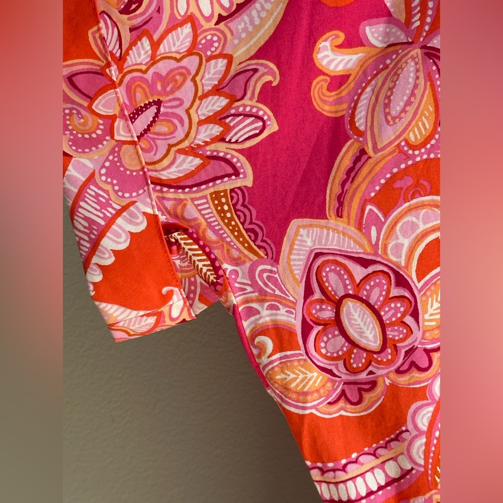 SOLD Talbots The Sutton Shirtdress in Orange/Pink Floral Paisley Women’s 10 - Picture 7 of 10